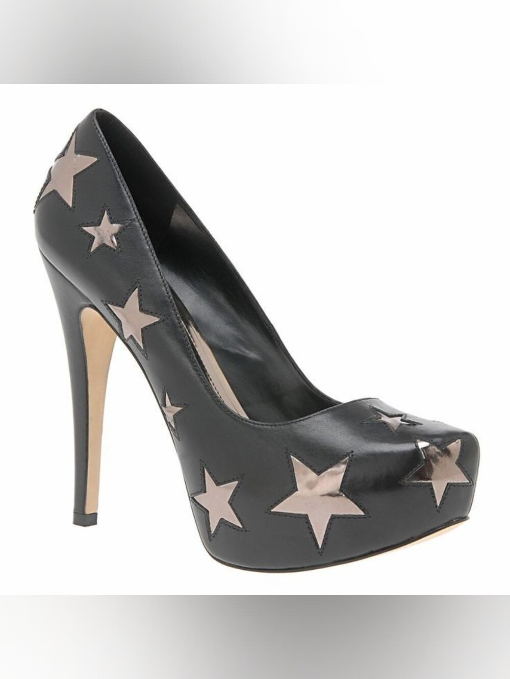 ALDO Hafen Black Platform Stilettos with Metallic Stars Size 39 Almost New + Box